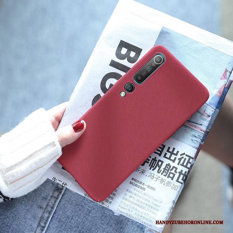 Hülle Xiaomi Mi 10 Taschen Mini Handyhüllen, Case Xiaomi Mi 10 Nubuck Rot