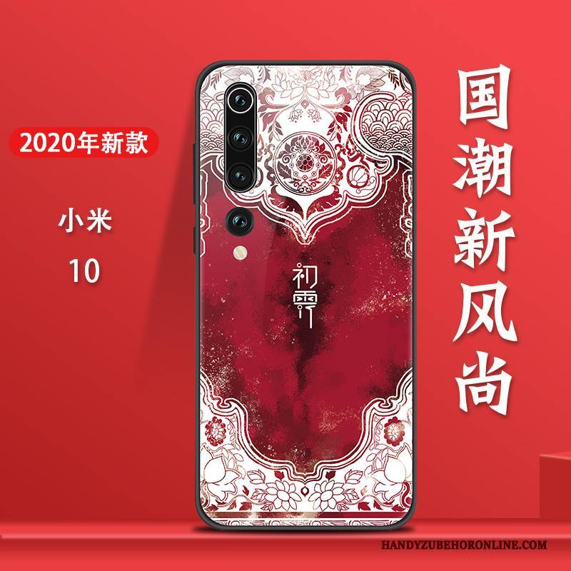 Hülle Xiaomi Mi 10 Taschen Neu Chinesische Art, Case Xiaomi Mi 10 Kreativ Gehärtetes Glas Hängende Verzierungen