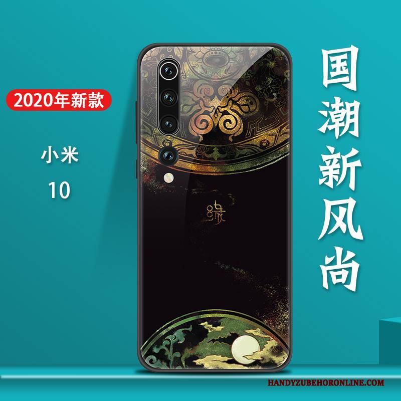 Hülle Xiaomi Mi 10 Taschen Neu Chinesische Art, Case Xiaomi Mi 10 Kreativ Gehärtetes Glas Hängende Verzierungen