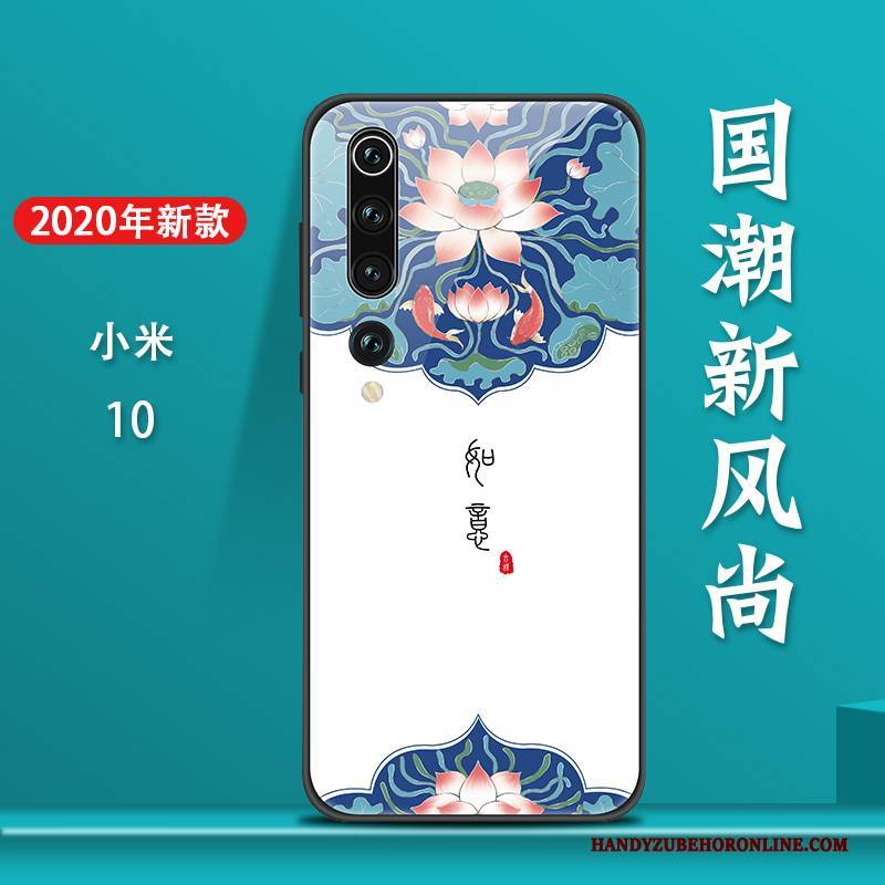 Hülle Xiaomi Mi 10 Taschen Neu Chinesische Art, Case Xiaomi Mi 10 Kreativ Gehärtetes Glas Hängende Verzierungen