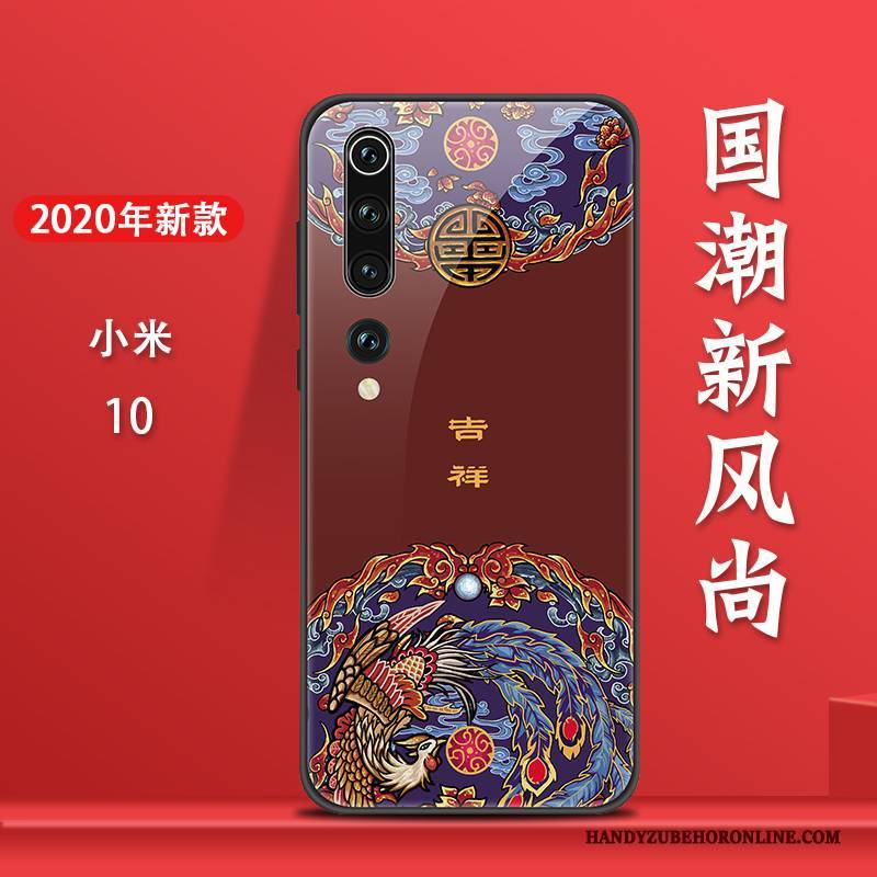 Hülle Xiaomi Mi 10 Taschen Neu Chinesische Art, Case Xiaomi Mi 10 Kreativ Gehärtetes Glas Hängende Verzierungen