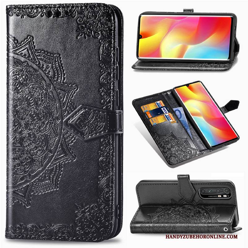 Hülle Xiaomi Mi Note 10 Lite Folio Handyhüllen Mini, Case Xiaomi Mi Note 10 Lite Taschen Karte Schwarz