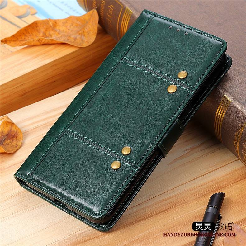 Hülle Xiaomi Mi Note 10 Lite Folio Jugend Handyhüllen, Case Xiaomi Mi Note 10 Lite Lederhülle Grün Leichter Luxus