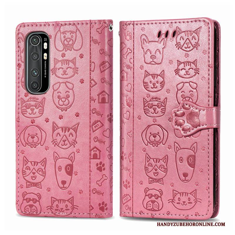 Hülle Xiaomi Mi Note 10 Lite Leder Nette Mini, Case Xiaomi Mi Note 10 Lite Lederhülle Hund Handyhüllen