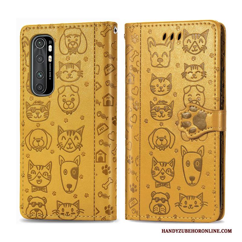 Hülle Xiaomi Mi Note 10 Lite Leder Nette Mini, Case Xiaomi Mi Note 10 Lite Lederhülle Hund Handyhüllen