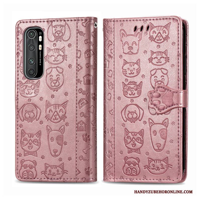 Hülle Xiaomi Mi Note 10 Lite Leder Nette Mini, Case Xiaomi Mi Note 10 Lite Lederhülle Hund Handyhüllen