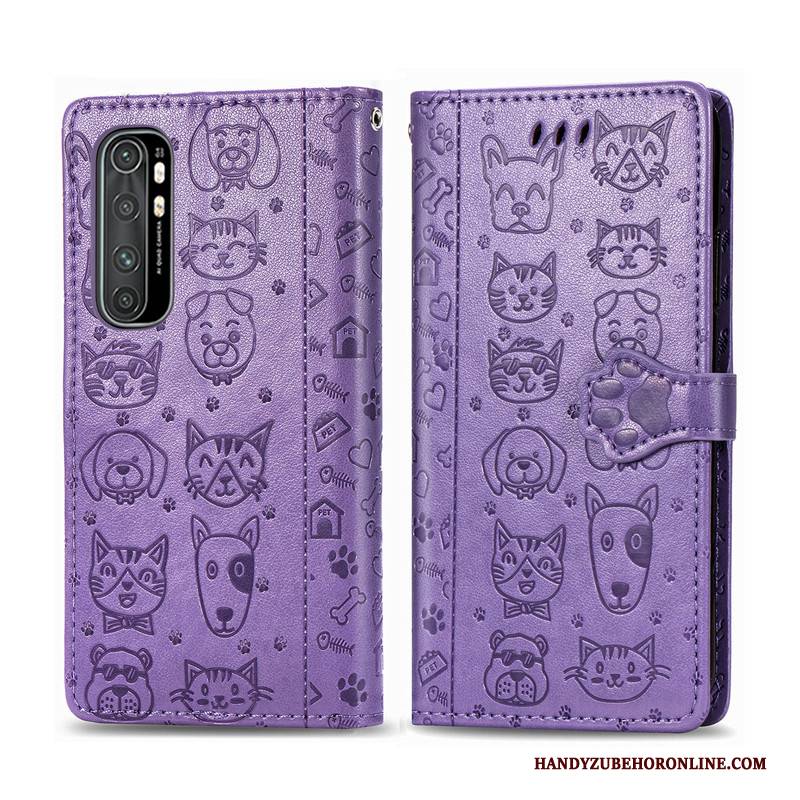 Hülle Xiaomi Mi Note 10 Lite Leder Nette Mini, Case Xiaomi Mi Note 10 Lite Lederhülle Hund Handyhüllen