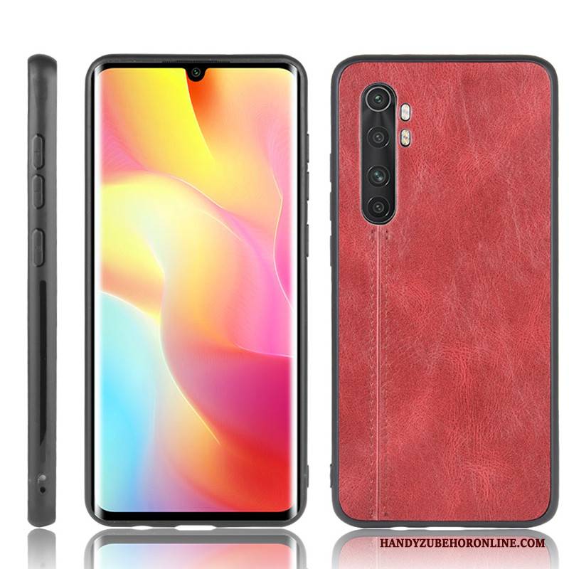 Hülle Xiaomi Mi Note 10 Lite Lederhülle Jugend Rot, Case Xiaomi Mi Note 10 Lite Schutz Kuh Mini