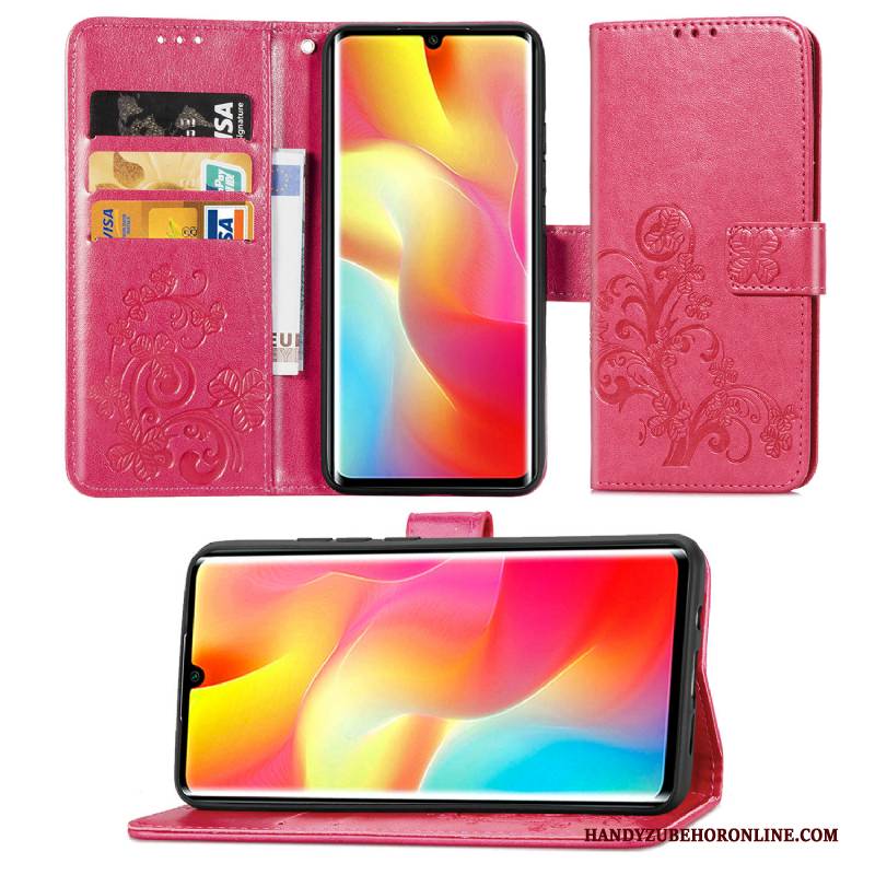 Hülle Xiaomi Mi Note 10 Lite Lederhülle Rot Glücklich, Case Xiaomi Mi Note 10 Lite Folio Jugend Handyhüllen