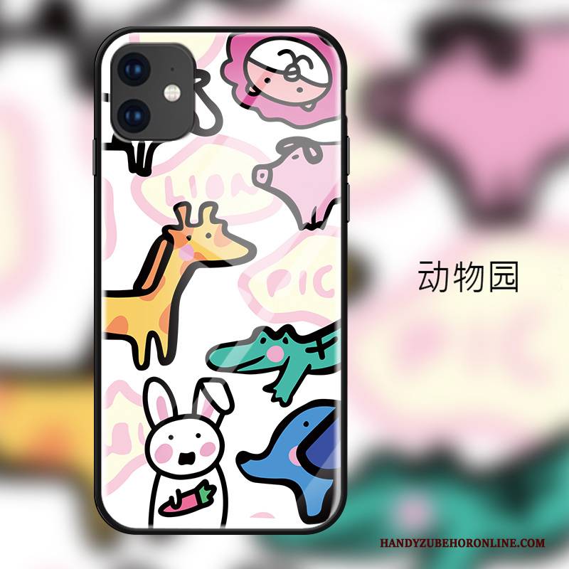 Hülle iPhone 11 Karikatur Rosa Glas, Case iPhone 11 Taschen Nette Tier