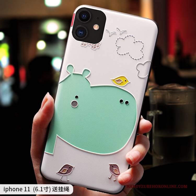 Hülle iPhone 11 Karikatur Trendmarke Anti-sturz, Case iPhone 11 Taschen Blau Nubuck