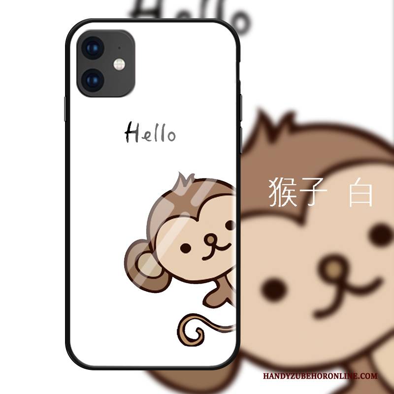 Hülle iPhone 11 Karikatur Weiß Einfach, Case iPhone 11 Schutz Affe Trend