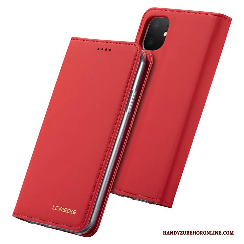 Hülle iPhone 11 Leder Rot Anti-sturz, Case iPhone 11 Kreativ Trendmarke Neu