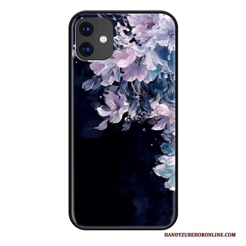 Hülle iPhone 11 Luxus Frisch Schwarz, Case iPhone 11 Schutz Blumen Katzen