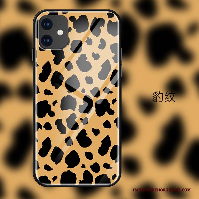 Hülle iPhone 11 Mode Handyhüllen Leopard, Case iPhone 11 Schutz Glas Gelb