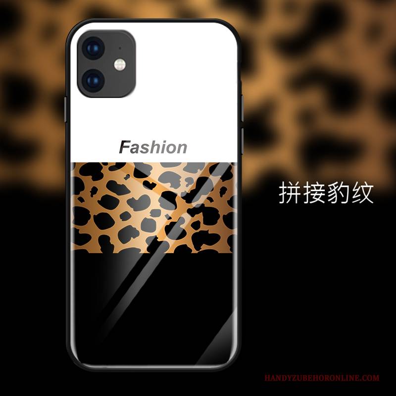 Hülle iPhone 11 Mode Handyhüllen Leopard, Case iPhone 11 Schutz Glas Gelb