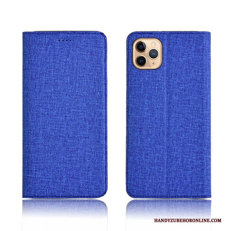 Hülle iPhone 11 Pro Folio Baumwolle Und Leinen Anti-sturz, Case iPhone 11 Pro Taschen Handyhüllen Blau