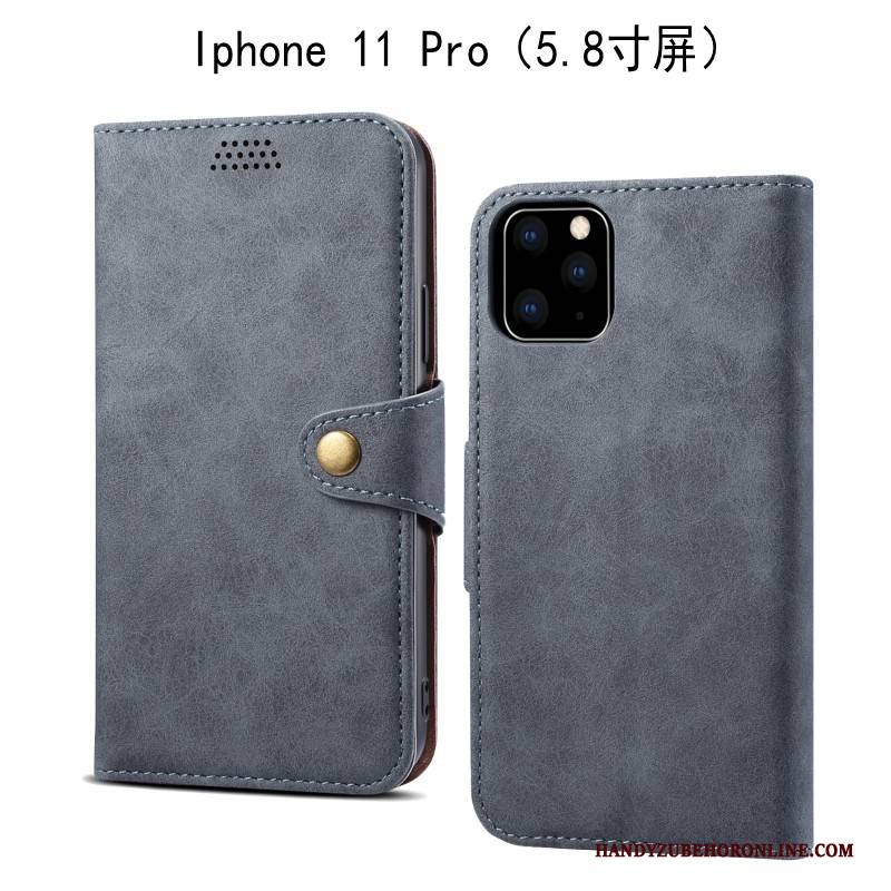 Hülle iPhone 11 Pro Folio Handyhüllen Grau, Case iPhone 11 Pro Weiche Anti-sturz