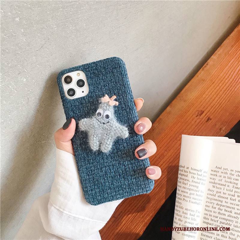 Hülle iPhone 11 Pro Karikatur Blau Anti-sturz, Case iPhone 11 Pro Silikon Plüsch Handyhüllen