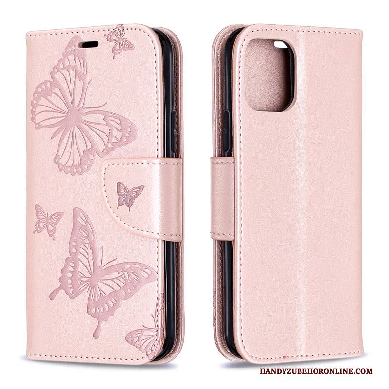 Hülle iPhone 11 Pro Lederhülle Einfarbig Schmetterling, Case iPhone 11 Pro Leder Grün Hängende Verzierungen