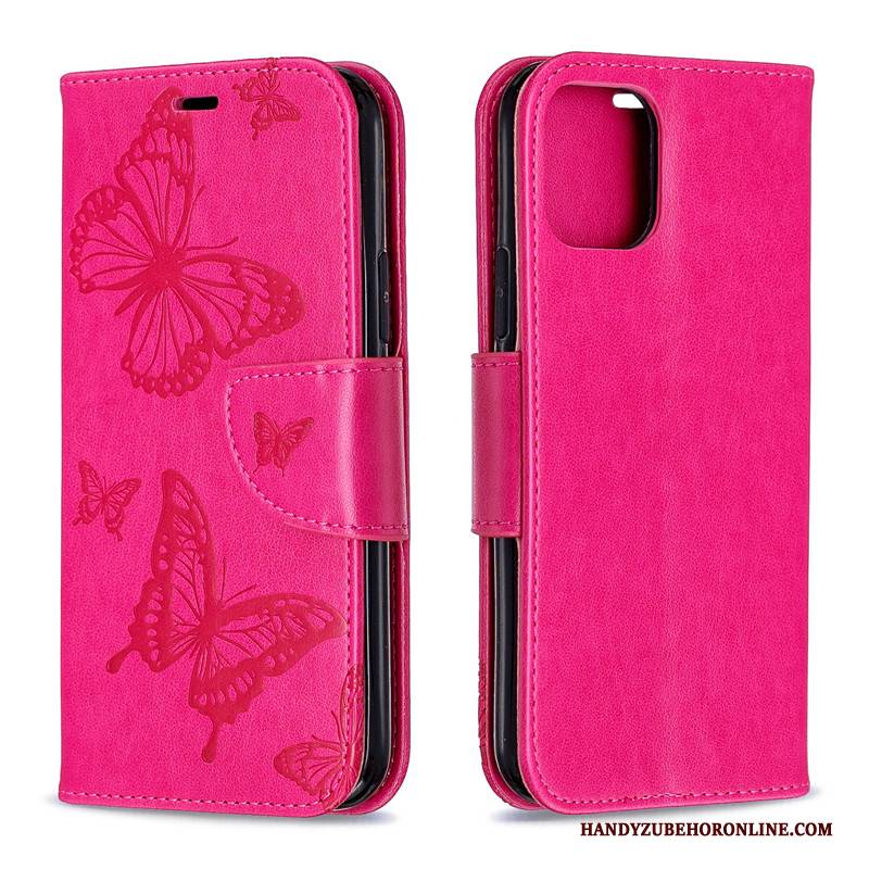 Hülle iPhone 11 Pro Lederhülle Einfarbig Schmetterling, Case iPhone 11 Pro Leder Grün Hängende Verzierungen