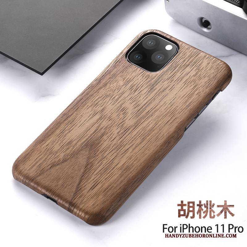 Hülle iPhone 11 Pro Massivholz Neu Persönlichkeit, Case iPhone 11 Pro Kreativ Schwarz Handyhüllen