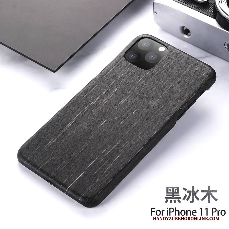 Hülle iPhone 11 Pro Massivholz Neu Persönlichkeit, Case iPhone 11 Pro Kreativ Schwarz Handyhüllen