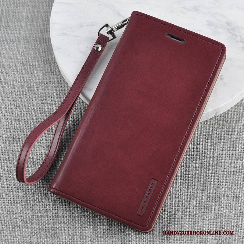 Hülle iPhone 11 Pro Max Folio Schlank Rot, Case iPhone 11 Pro Max Taschen Handyhüllen Brieftasche