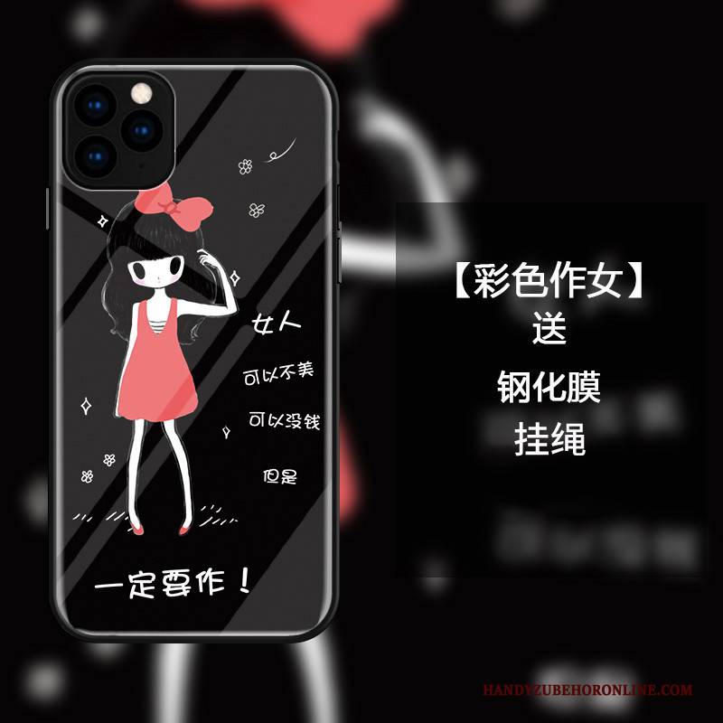 Hülle iPhone 11 Pro Max Karikatur Glas Handyhüllen, Case iPhone 11 Pro Max Taschen Fluo Nette