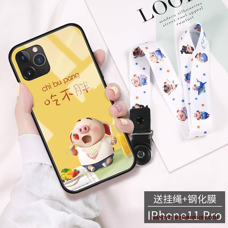 Hülle iPhone 11 Pro Max Karikatur High-end Glas, Case iPhone 11 Pro Max Grün Mini