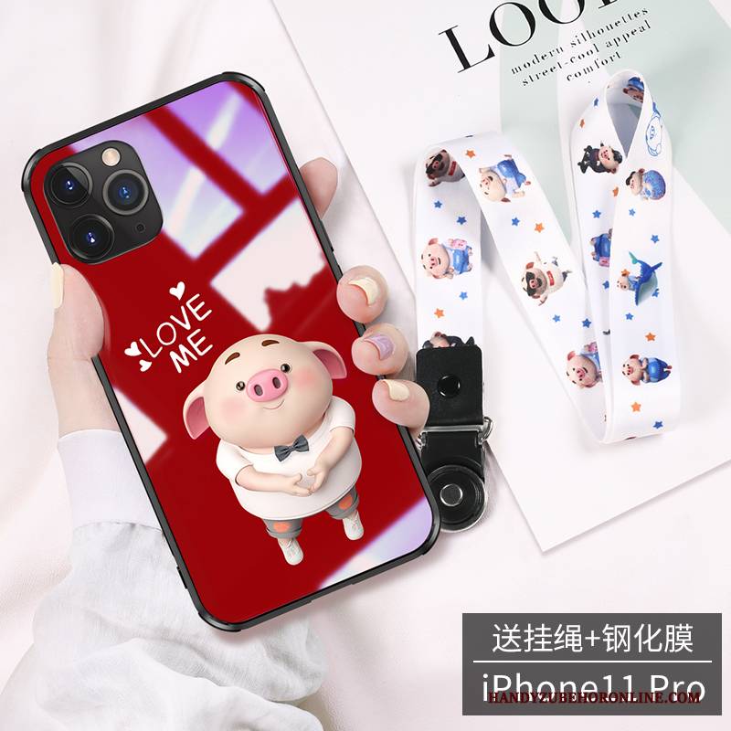 Hülle iPhone 11 Pro Max Karikatur High-end Glas, Case iPhone 11 Pro Max Grün Mini