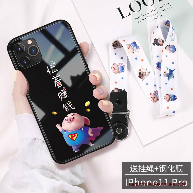 Hülle iPhone 11 Pro Max Karikatur High-end Glas, Case iPhone 11 Pro Max Grün Mini