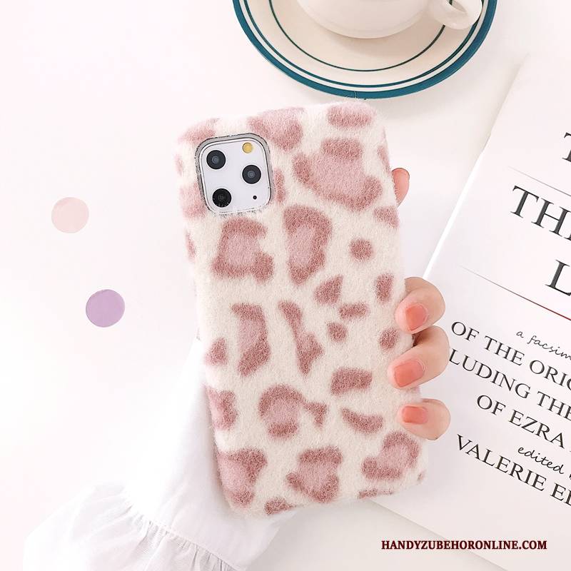 Hülle iPhone 11 Pro Max Kreativ Handyhüllen Leopard, Case iPhone 11 Pro Max Weiche Plüsch Persönlichkeit