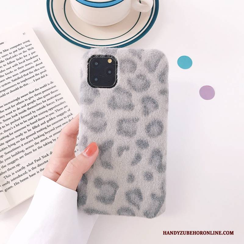 Hülle iPhone 11 Pro Max Kreativ Handyhüllen Leopard, Case iPhone 11 Pro Max Weiche Plüsch Persönlichkeit