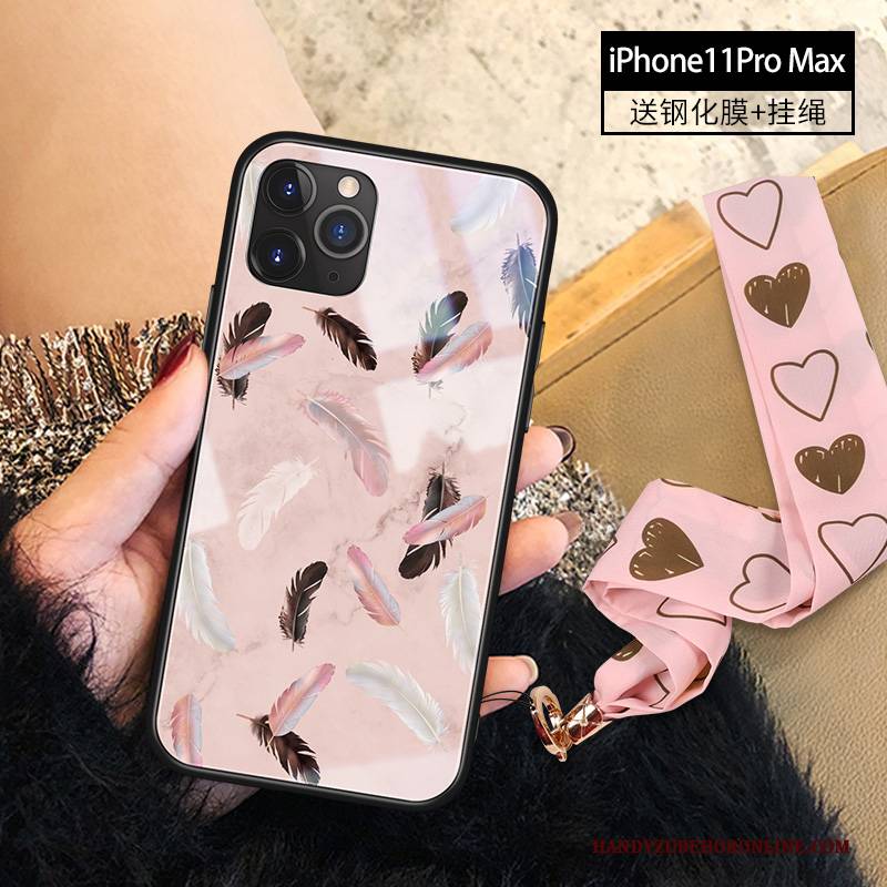 Hülle iPhone 11 Pro Max Luxus Handyhüllen Kunst, Case iPhone 11 Pro Max Feder Rosa