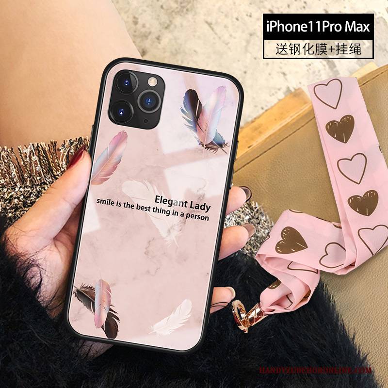 Hülle iPhone 11 Pro Max Luxus Handyhüllen Kunst, Case iPhone 11 Pro Max Feder Rosa