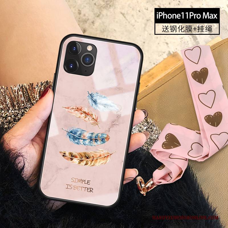 Hülle iPhone 11 Pro Max Luxus Handyhüllen Kunst, Case iPhone 11 Pro Max Feder Rosa