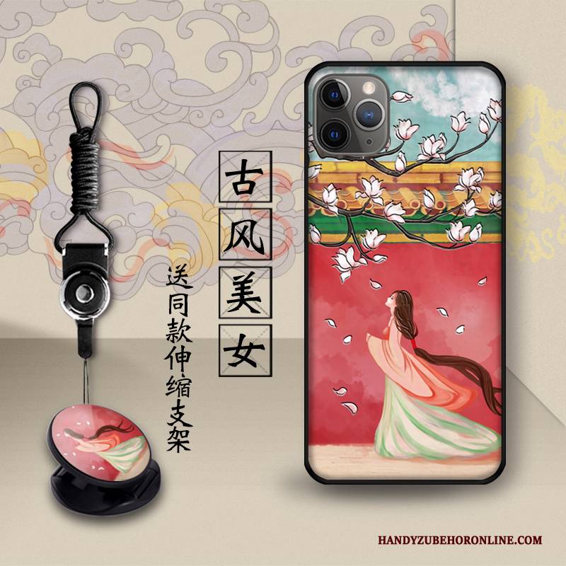 Hülle iPhone 11 Pro Max Retro Gelb Schönheit, Case iPhone 11 Pro Max Halterung Chinesische Art Handyhüllen