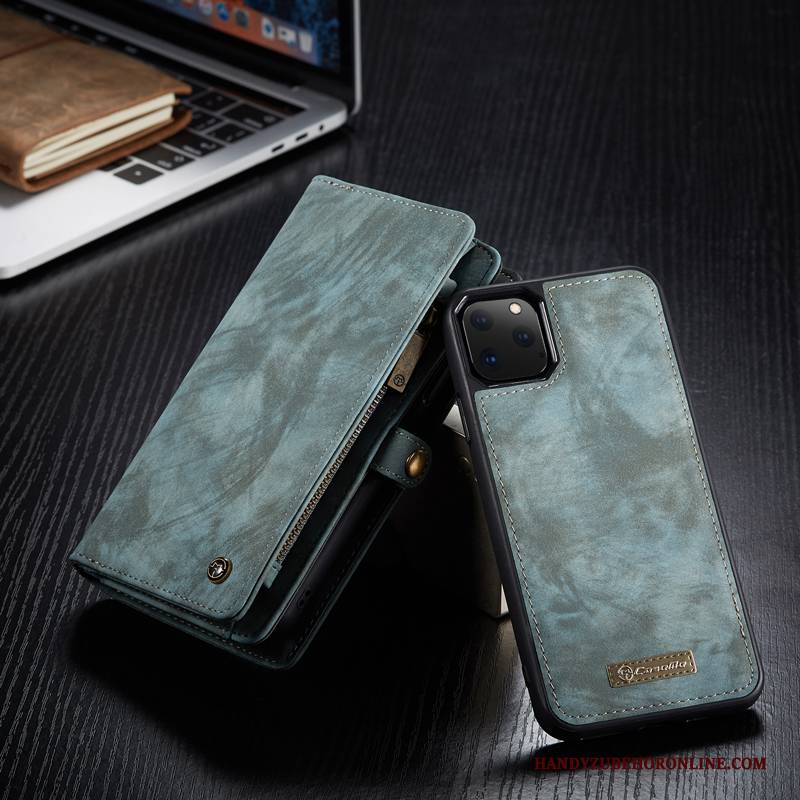 Hülle iPhone 11 Pro Max Schutz Anti-sturz Blau, Case iPhone 11 Pro Max Geldbörse Business Handyhüllen