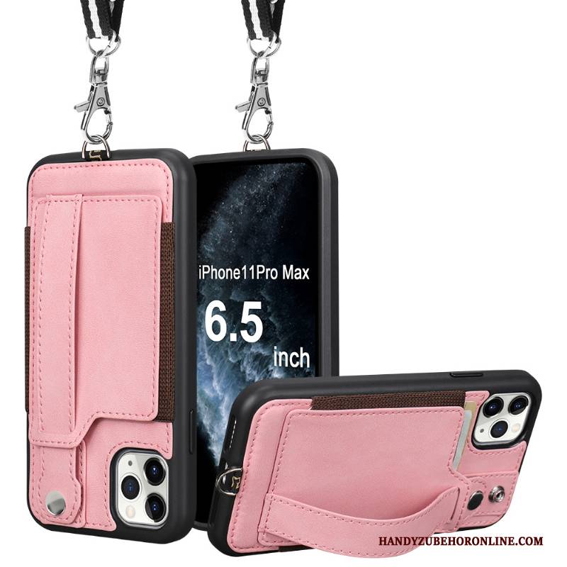 Hülle iPhone 11 Pro Max Schutz Handyhüllen Karte, Case iPhone 11 Pro Max Taschen Gelb Hängende Verzierungen