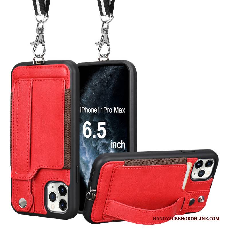 Hülle iPhone 11 Pro Max Schutz Handyhüllen Karte, Case iPhone 11 Pro Max Taschen Gelb Hängende Verzierungen