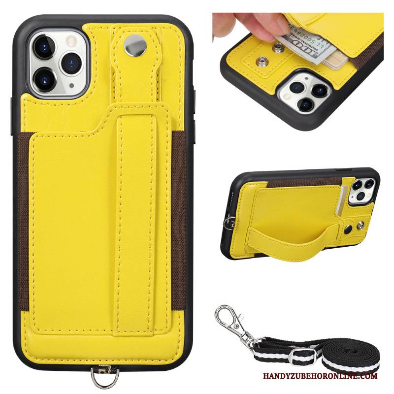 Hülle iPhone 11 Pro Max Schutz Handyhüllen Karte, Case iPhone 11 Pro Max Taschen Gelb Hängende Verzierungen