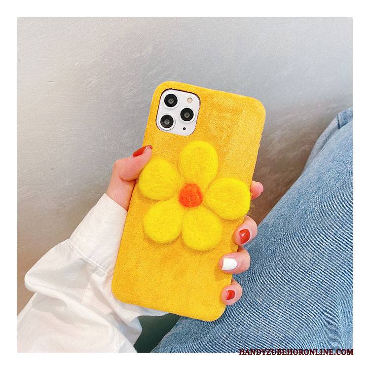 Hülle iPhone 11 Pro Max Schutz Plüsch Handyhüllen, Case iPhone 11 Pro Max Weiche Blumen Persönlichkeit