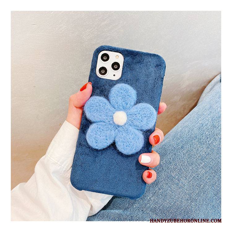 Hülle iPhone 11 Pro Max Schutz Plüsch Handyhüllen, Case iPhone 11 Pro Max Weiche Blumen Persönlichkeit