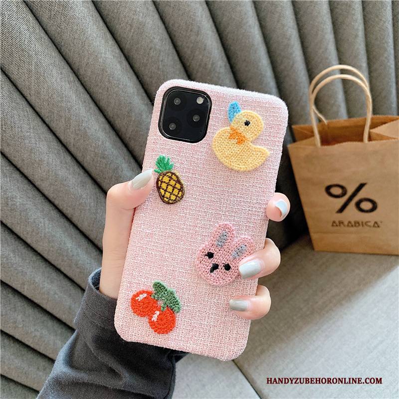 Hülle iPhone 11 Pro Max Schutz Tier Rosa, Case iPhone 11 Pro Max Karikatur Handyhüllen Plüsch