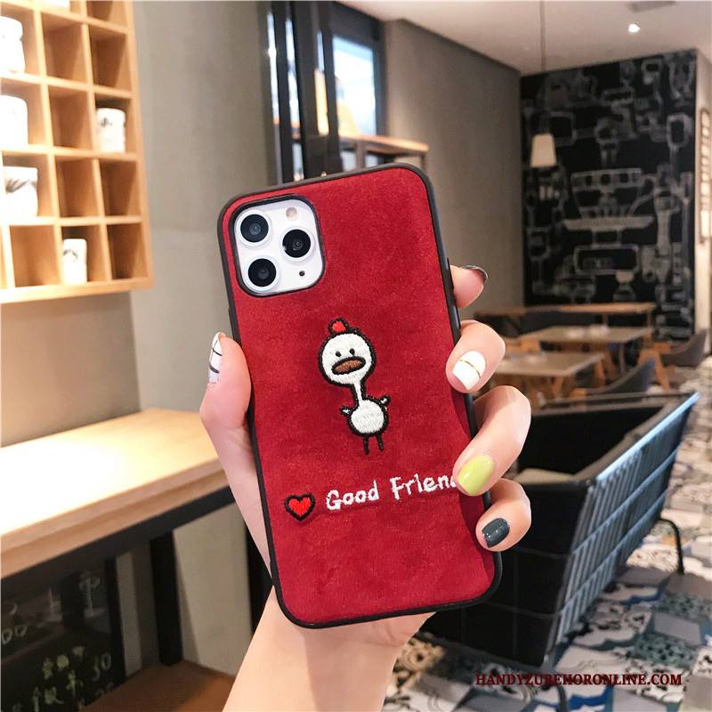 Hülle iPhone 11 Pro Max Taschen Schwer Mini, Case iPhone 11 Pro Max Karikatur Flanell Rot