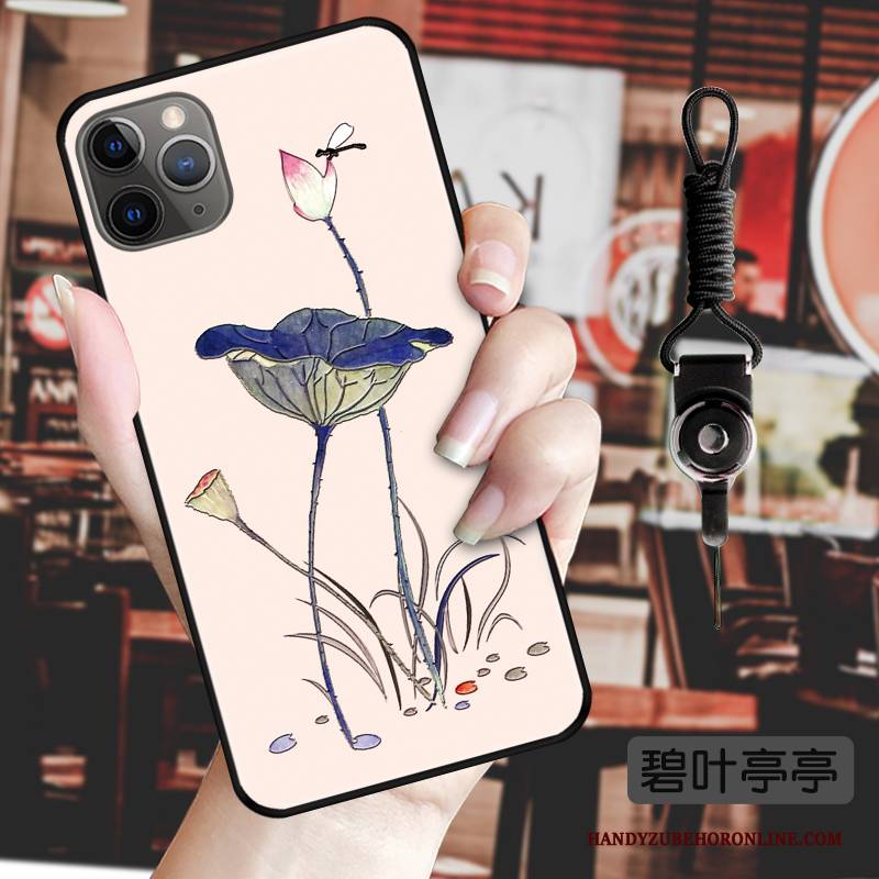 Hülle iPhone 11 Pro Prägung Anti-sturz Chinesische Art, Case iPhone 11 Pro Kreativ Hängende Verzierungen Blumen