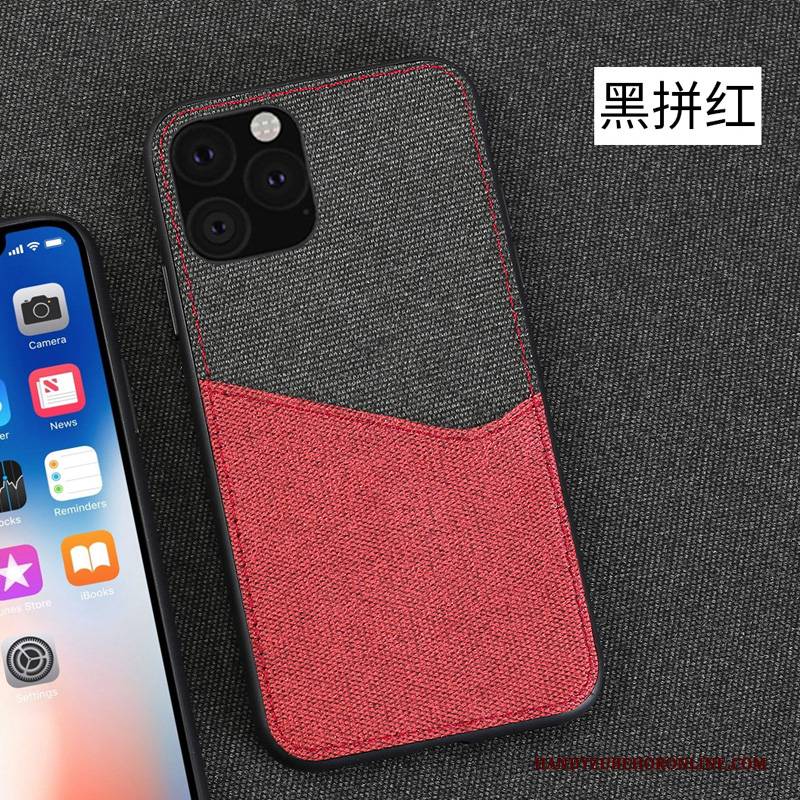 Hülle iPhone 11 Pro Rot Stoff, Case iPhone 11 Pro Leinwand Business