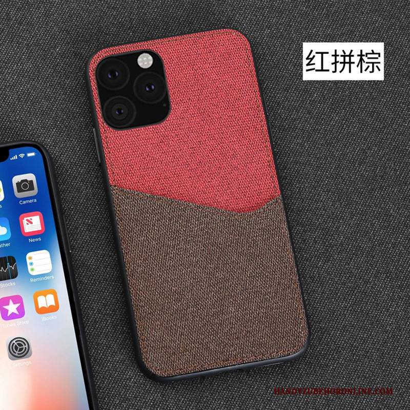 Hülle iPhone 11 Pro Rot Stoff, Case iPhone 11 Pro Leinwand Business