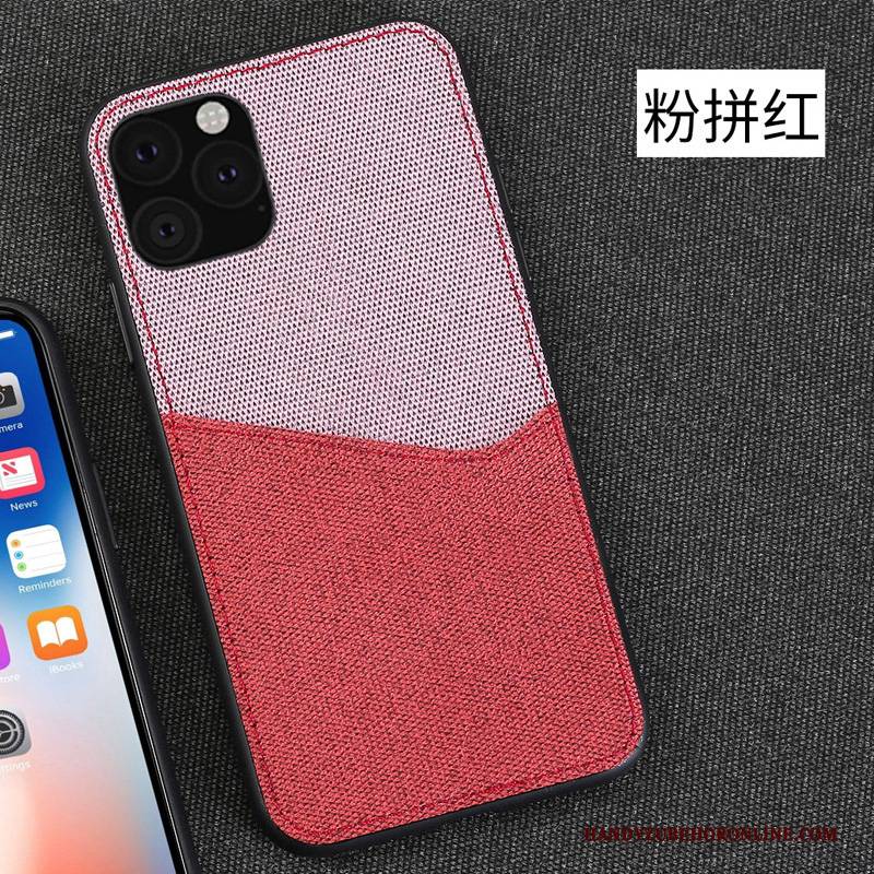 Hülle iPhone 11 Pro Rot Stoff, Case iPhone 11 Pro Leinwand Business